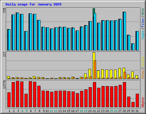 Daily usage for January 2025