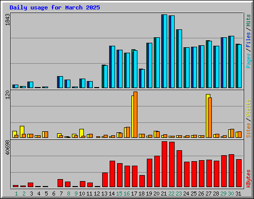 Daily usage for March 2025