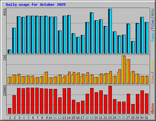 Daily usage for October 2025
