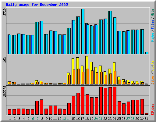 Daily usage for December 2025